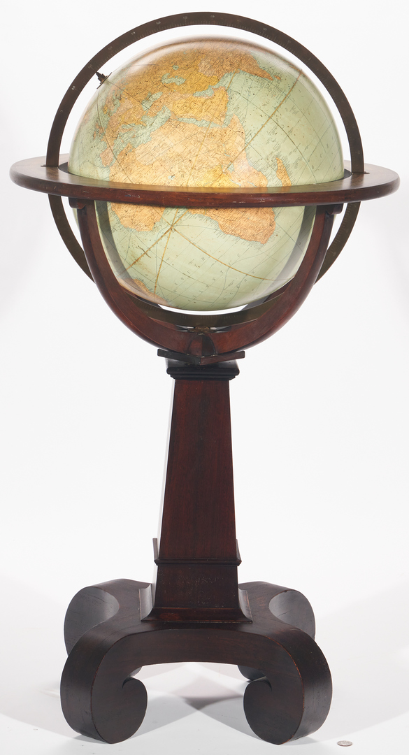 Lot 622: 18" Terrestrial Floor Globe in Mahogany Stand