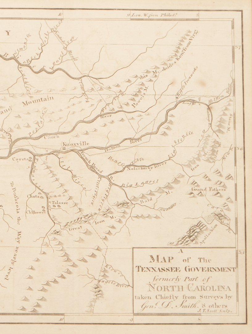 Lot 623: 1795 Map of Tennessee, Daniel Smith