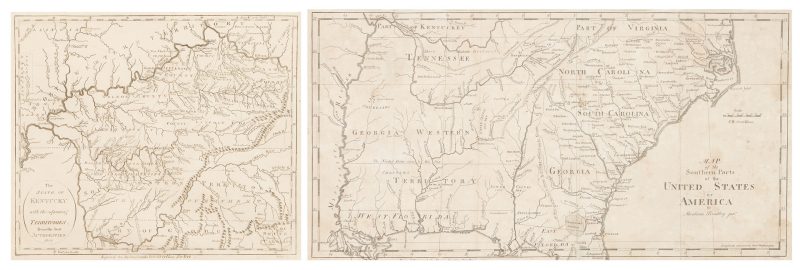 Lot 624: 2 Southern Maps: Kentucky, 1800 and Southern U.S. 1797