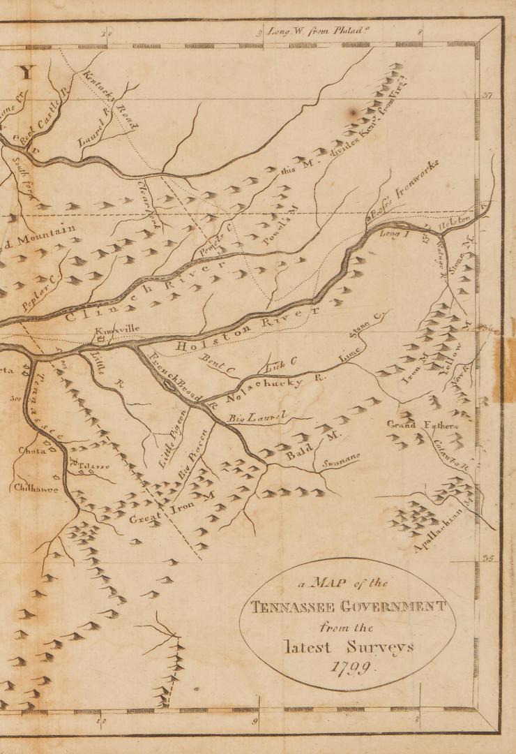 Lot 625: Payne/Low, Map of Tennessee Government, 1799