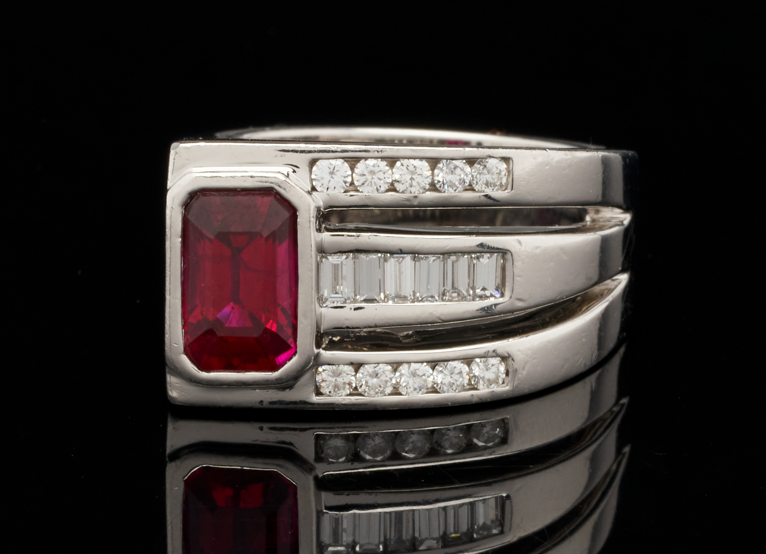 Lot 62: Ladies Platinum Ruby & Diamond Ring