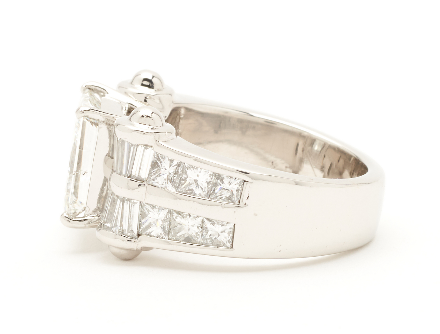 Lot 63: Platinum 4.00 Carat GIA Princess Cut Diamond Ring, 5.68 Total Carat Weight