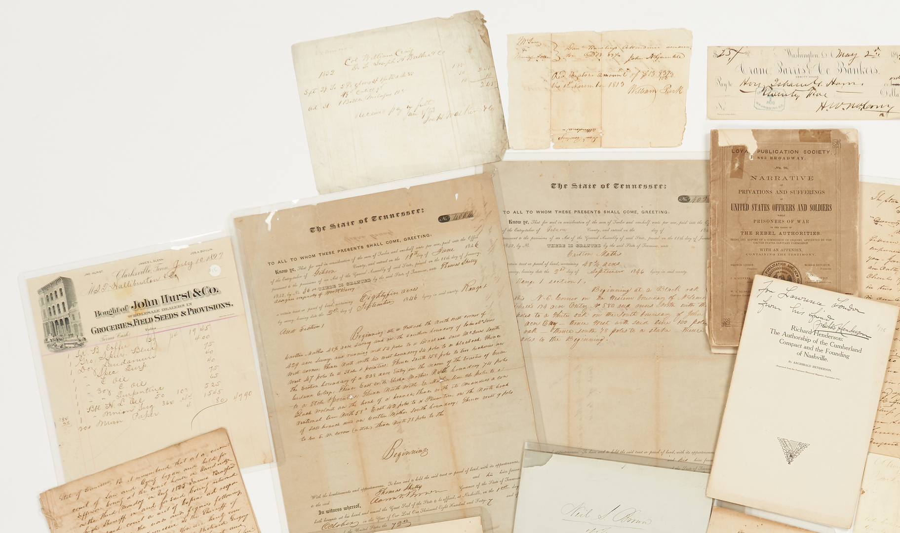 Lot 645: Archive of 35 Documents, incl. Early TN, Civil War