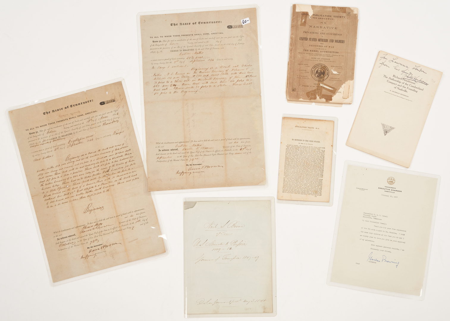 Lot 645: Archive of 35 Documents, incl. Early TN, Civil War