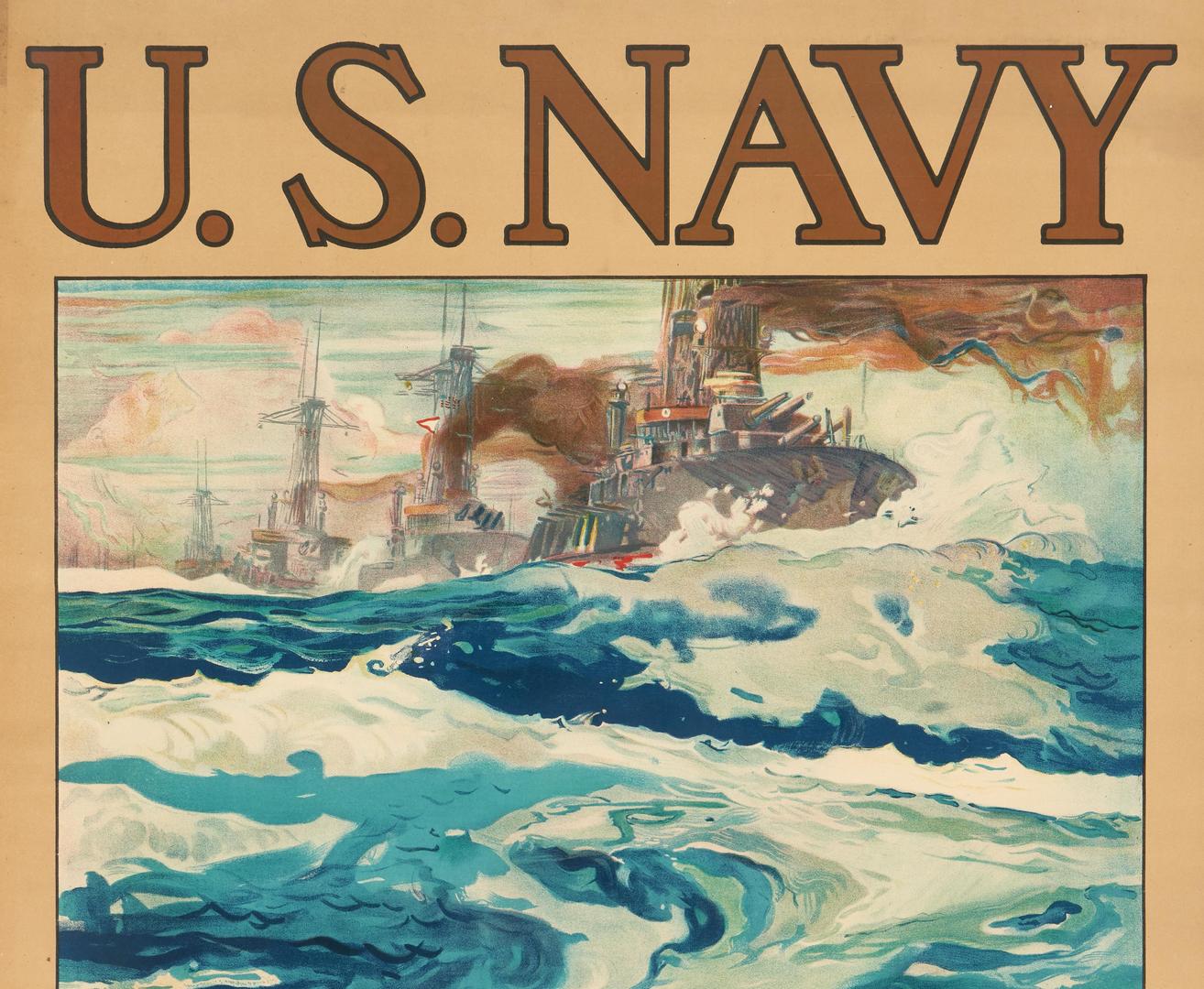 Lot 664: WWI Navy Posters plus Photo of USS John Hood, 3 pcs.