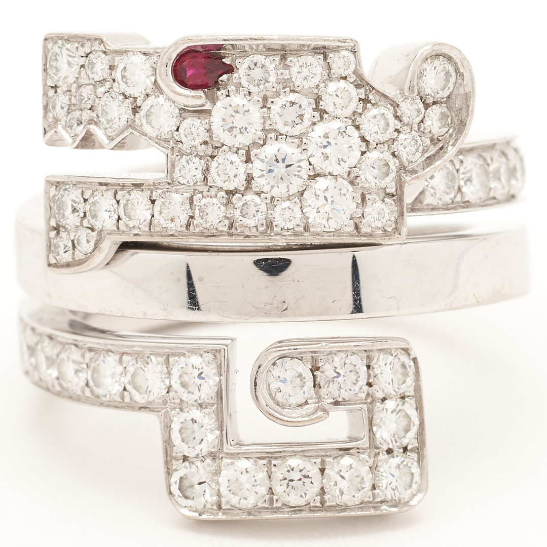 Lot 66: Cartier Diamond & Ruby Baiser Du Dragon Ring