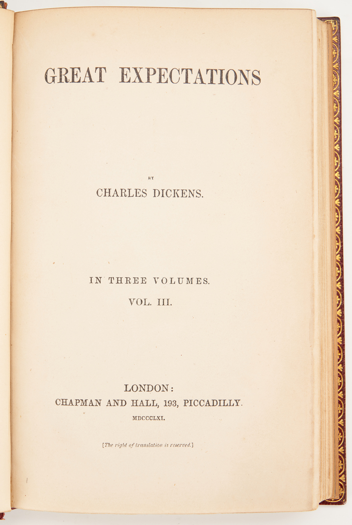 Lot 674: Dickens, Great Expectations, Vol. I-III, 1st Ed., 1861