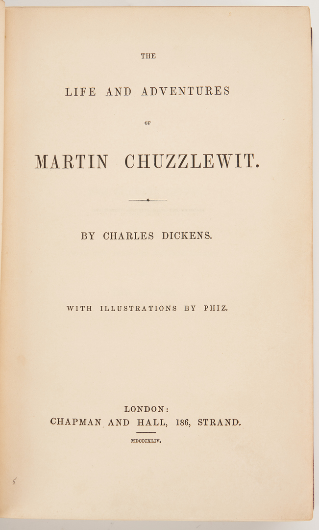 Lot 678: Martin Chuzzlewit, 1st Ed. w/ Dickens ALS