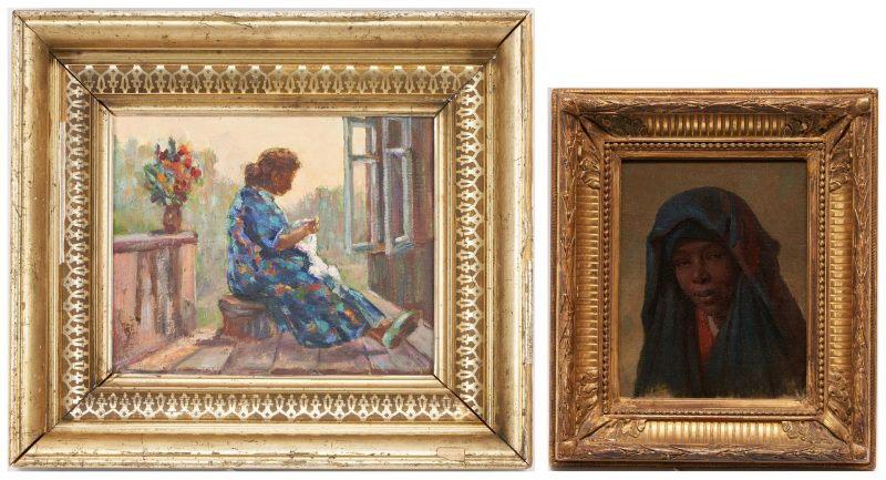 Lot 682: 2 Paintings of Females, 1 signed Barclay