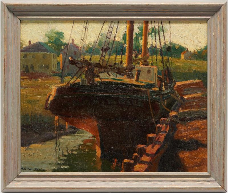 Lot 687: MacIvor Reddie O/B Painting, Harbor Scene
