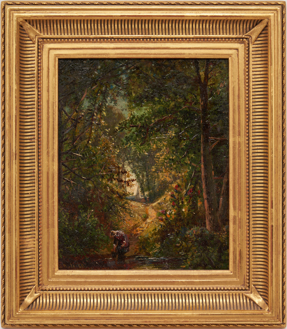 Lot 688: Edmund Darch Lewis O/C Landscape Painting, Fetching Water