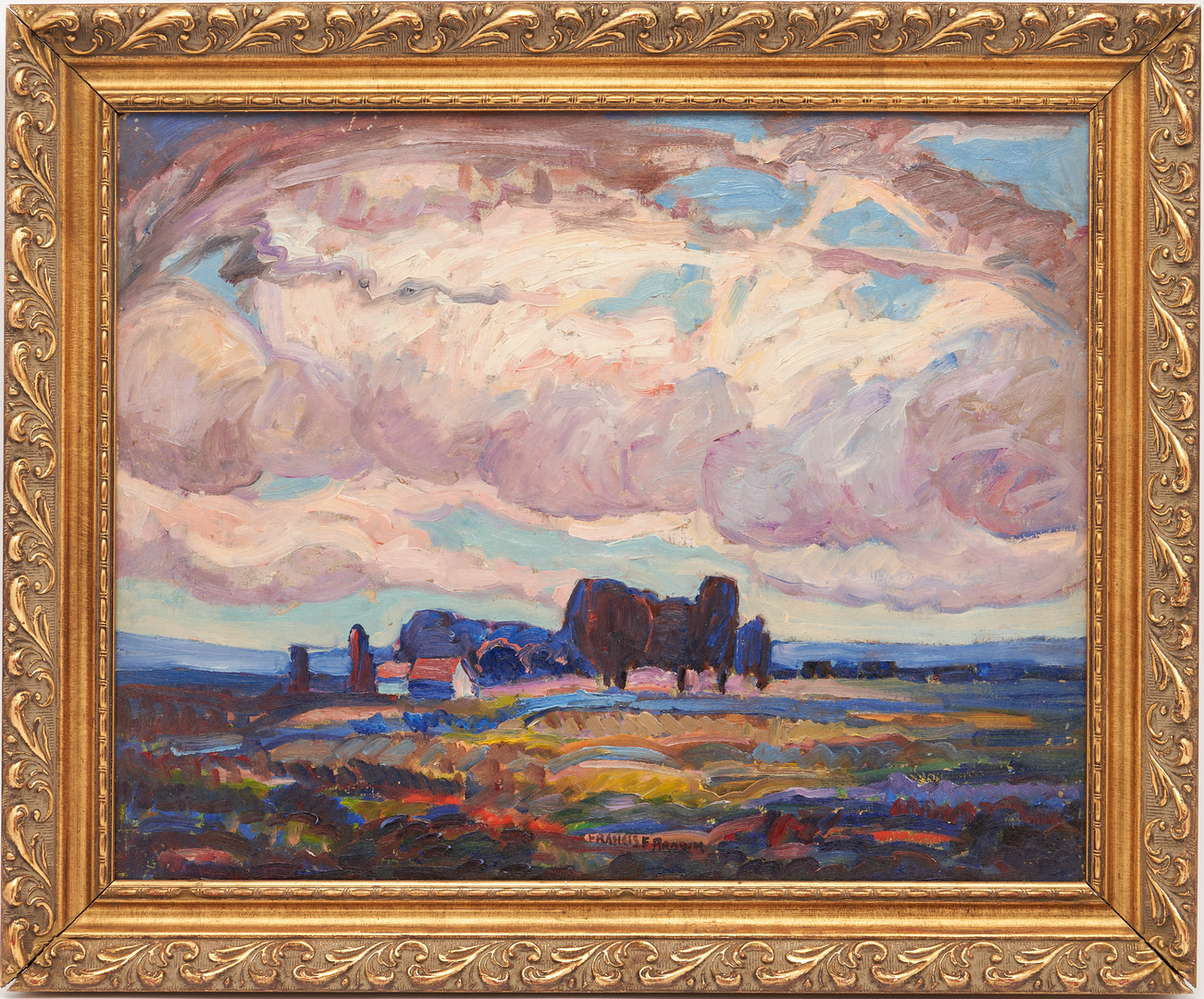 Lot 689: Francis Focer Brown O/B, Impressionistic Landscape Painting
