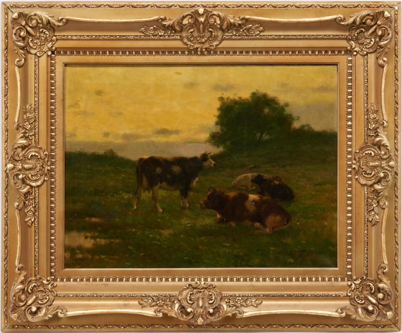 Lot 690: R. Le Grand Johnston O/C Landscape, Cattle