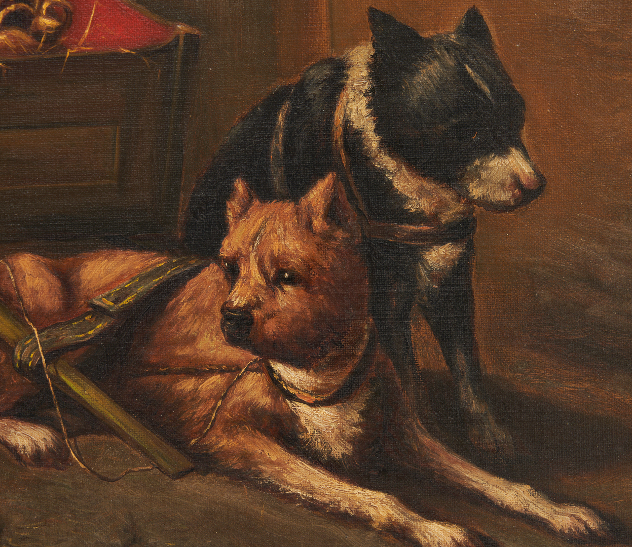 Lot 692: Two Peter West Oil on Canvas Paintings of Dogs