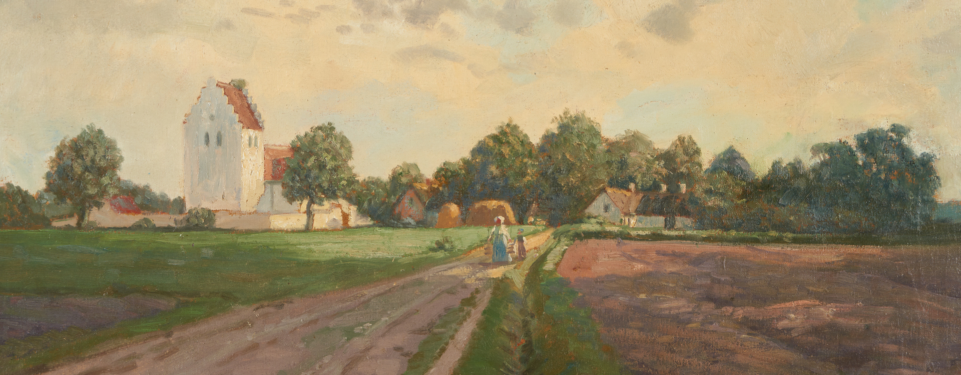 Lot 700: Luplau Janssen O/C Landscape Farm Scene, 1909