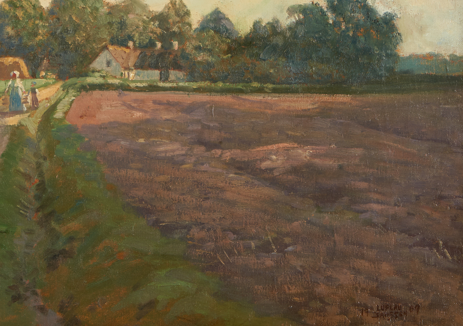 Lot 700: Luplau Janssen O/C Landscape Farm Scene, 1909