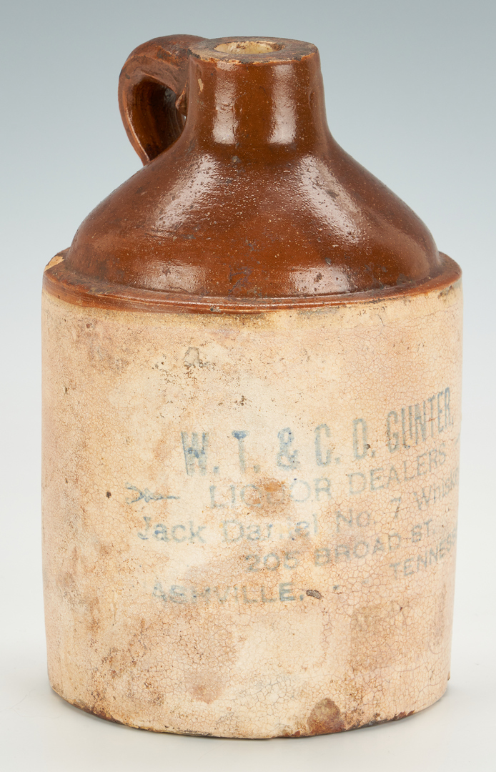 Lot 705: Jack Daniels Gunter Pottery Whiskey Jug c. 1900