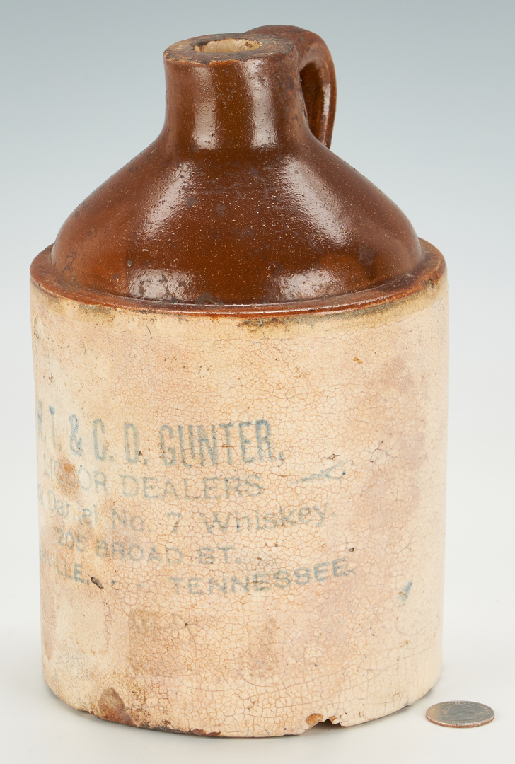 Lot 705: Jack Daniels Gunter Pottery Whiskey Jug c. 1900