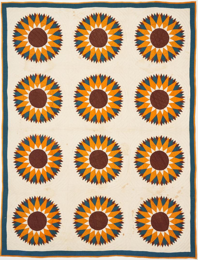 Lot 711: Southern Pieced Cotton Quilt c. 1890, Slashed Star Pattern