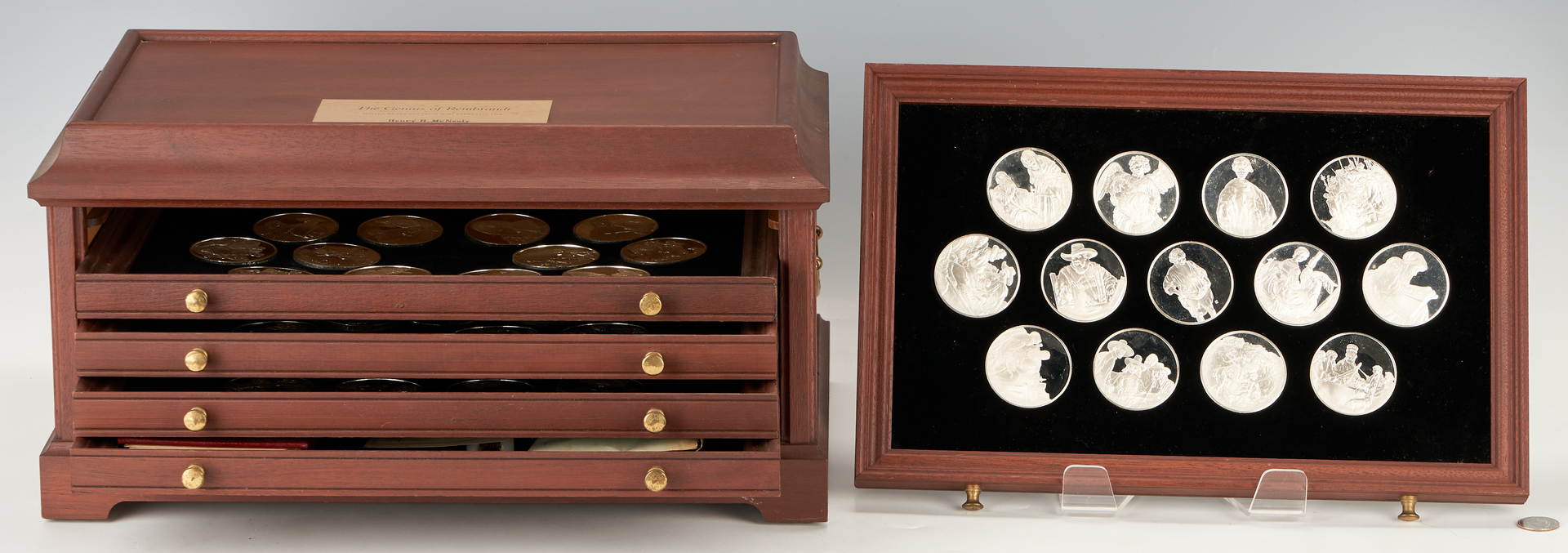 Lot 724: Franklin Mint Rembrandt's Genius Sterling Silver Proof Medal Set