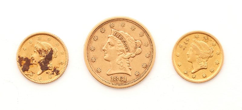 Lot 727: Grouping of American 19th Cent. Gold Coins, 3 items