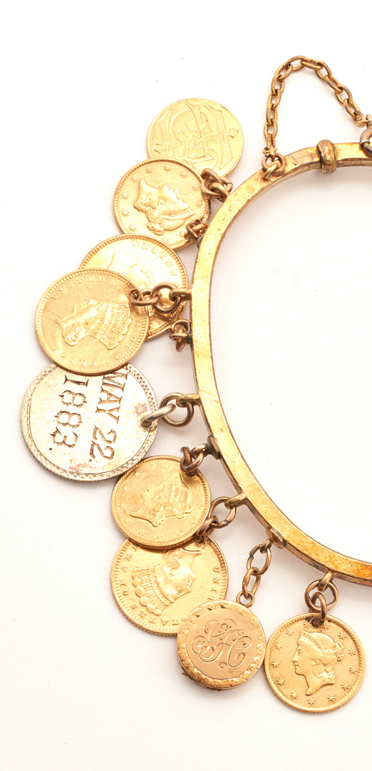 Lot 733: Love Token Coin & Charm Bangle Bracelet