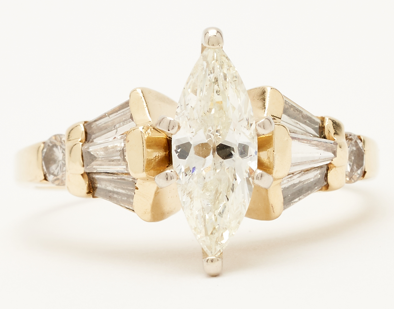 Lot 737: Ladies 14K Marquise Diamond Engagement Ring
