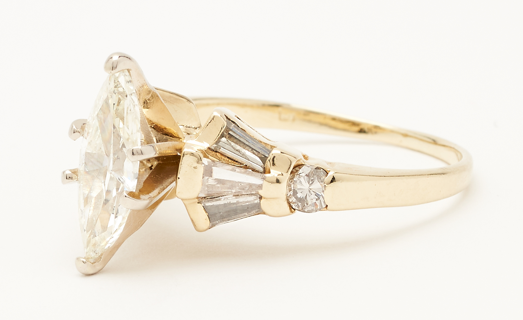 Lot 737: Ladies 14K Marquise Diamond Engagement Ring