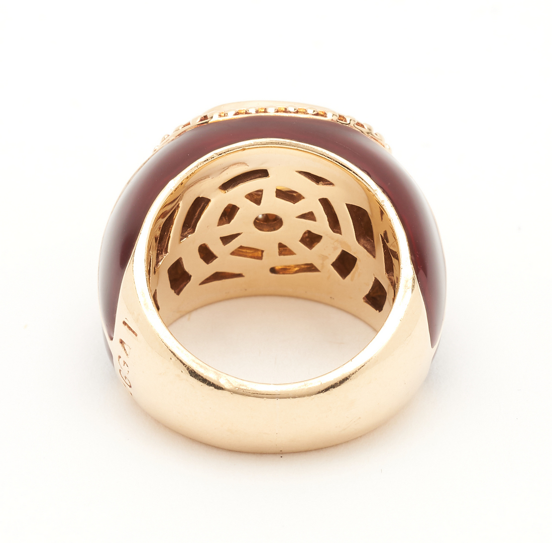 Lot 739: Designer French Citrine & Enamel Ring