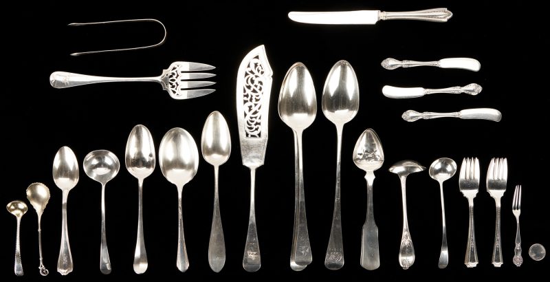 Lot 749: 28 Pcs. Assorted English & American Silver Flatware, Mostly Sterling
