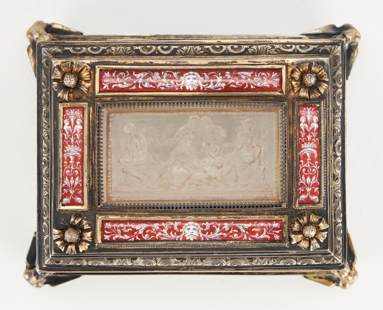 Lot 74: Viennese Gilt Silver, Enamel and Crystal Casket