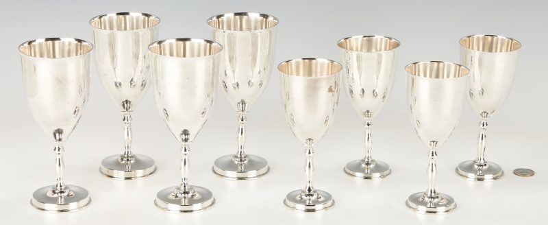 Lot 750: 8 Mexican Sterling Silver Goblets incl. JLR