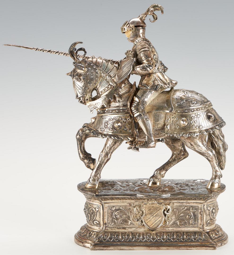 Lot 75: German Sterling Silver Figure of Knight on Horseback
