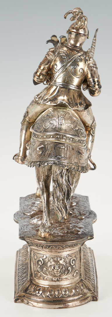 Lot 75: German Sterling Silver Figure of Knight on Horseback