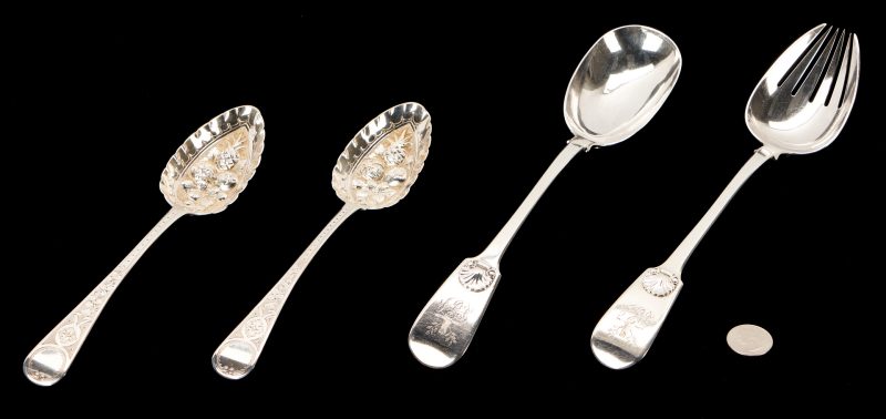 Lot 768: 4 Pcs. English Sterling Serving Flatware, Rugg and Chawner