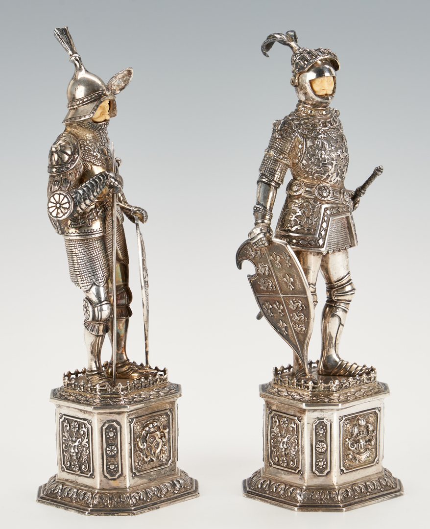 Lot 76: Pair of German Sterling Silver Knights