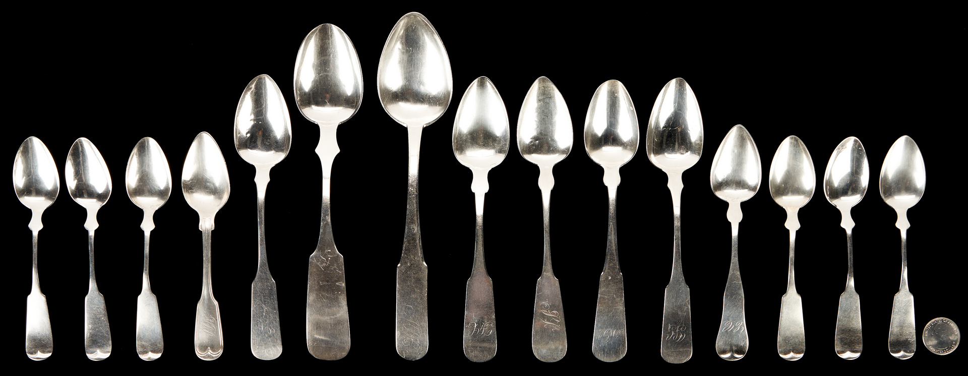 Lot 772: 15 Coin Silver and Sterling Spoons incl. Asa Blanchard, Kentucky