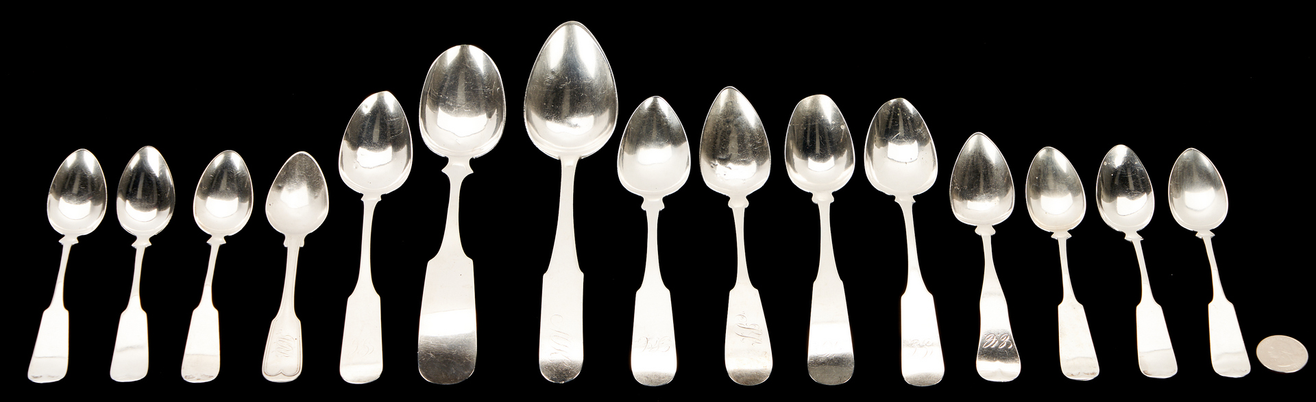 Lot 772: 15 Coin Silver and Sterling Spoons incl. Asa Blanchard, Kentucky