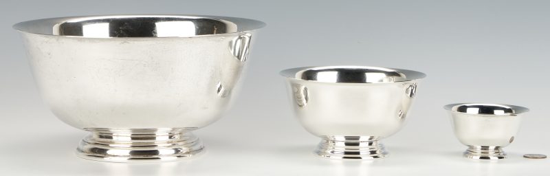 Lot 790: 3 Sterling Silver Revere Bowls