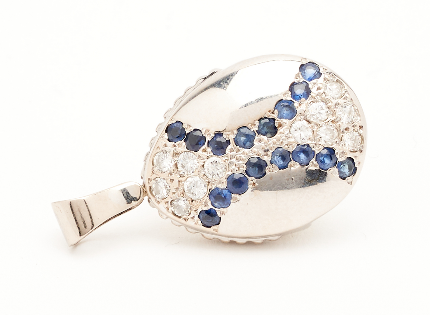 Lot 801: Ladies 18K Diamond & Sapphire Theo Faberge Egg Pendant