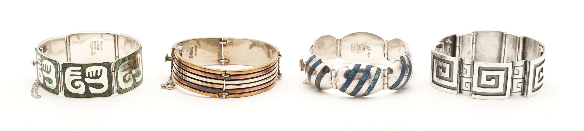 Lot 840: 4 Mexican Sterling Silver Bracelets, incl. Enrique Ledesma