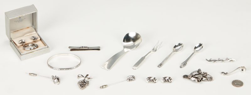 Lot 841: 15 Sterling Silver Items, mostly Danish, incl. Jensen