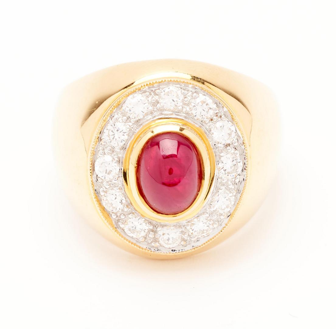 Lot 844: Ladies 18K Ruby & Diamond Ring