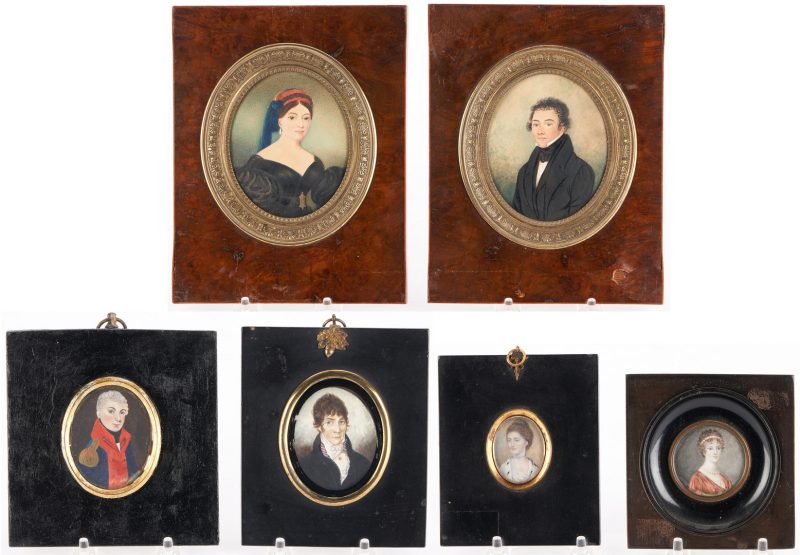 Lot 847: Group of 6 Portrait Miniatures