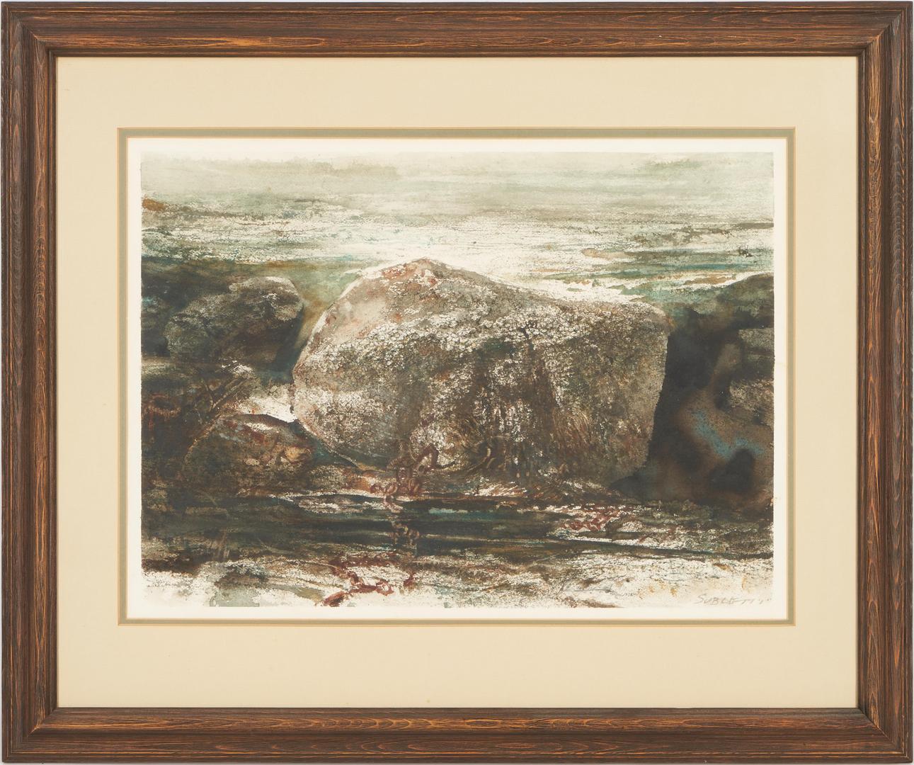 Lot 857: Carl Sublett W/C Coastal Landscape, Sea Rock #5