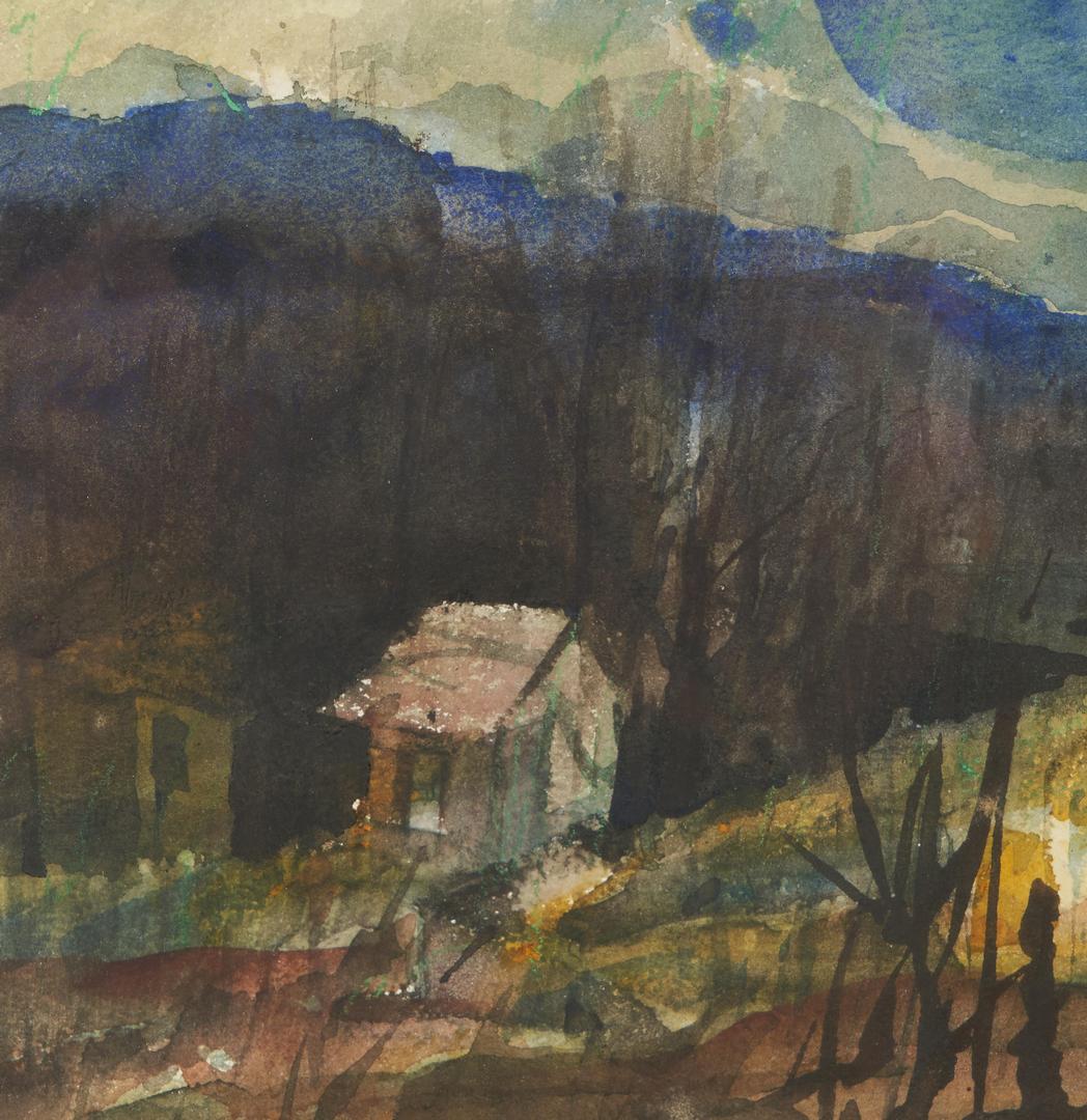 Lot 859: Carl Sublett W/C Mountain Landscape with Cabin