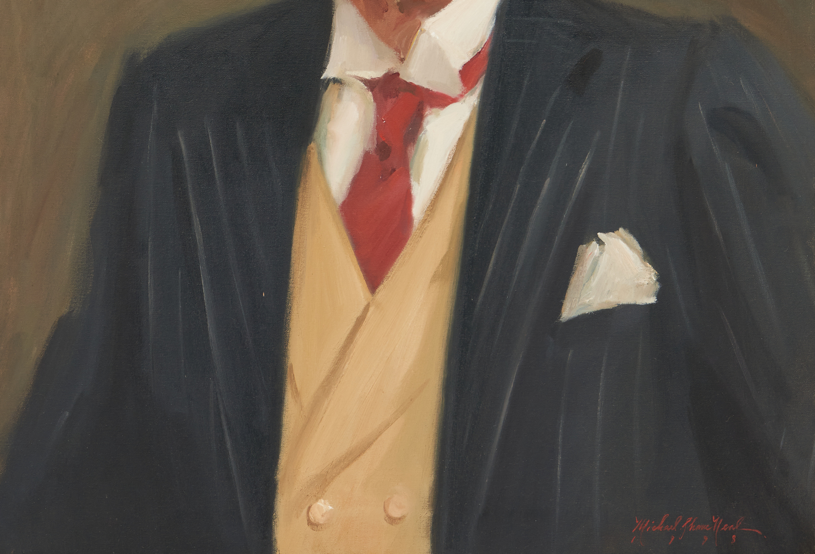Lot 870: Michael Shane Neal O/C Portrait of a Gentleman