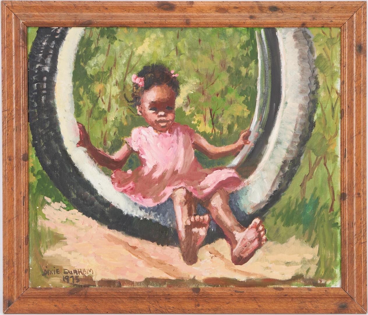 Lot 875: Dixie Durham O/C, Child on a Swing