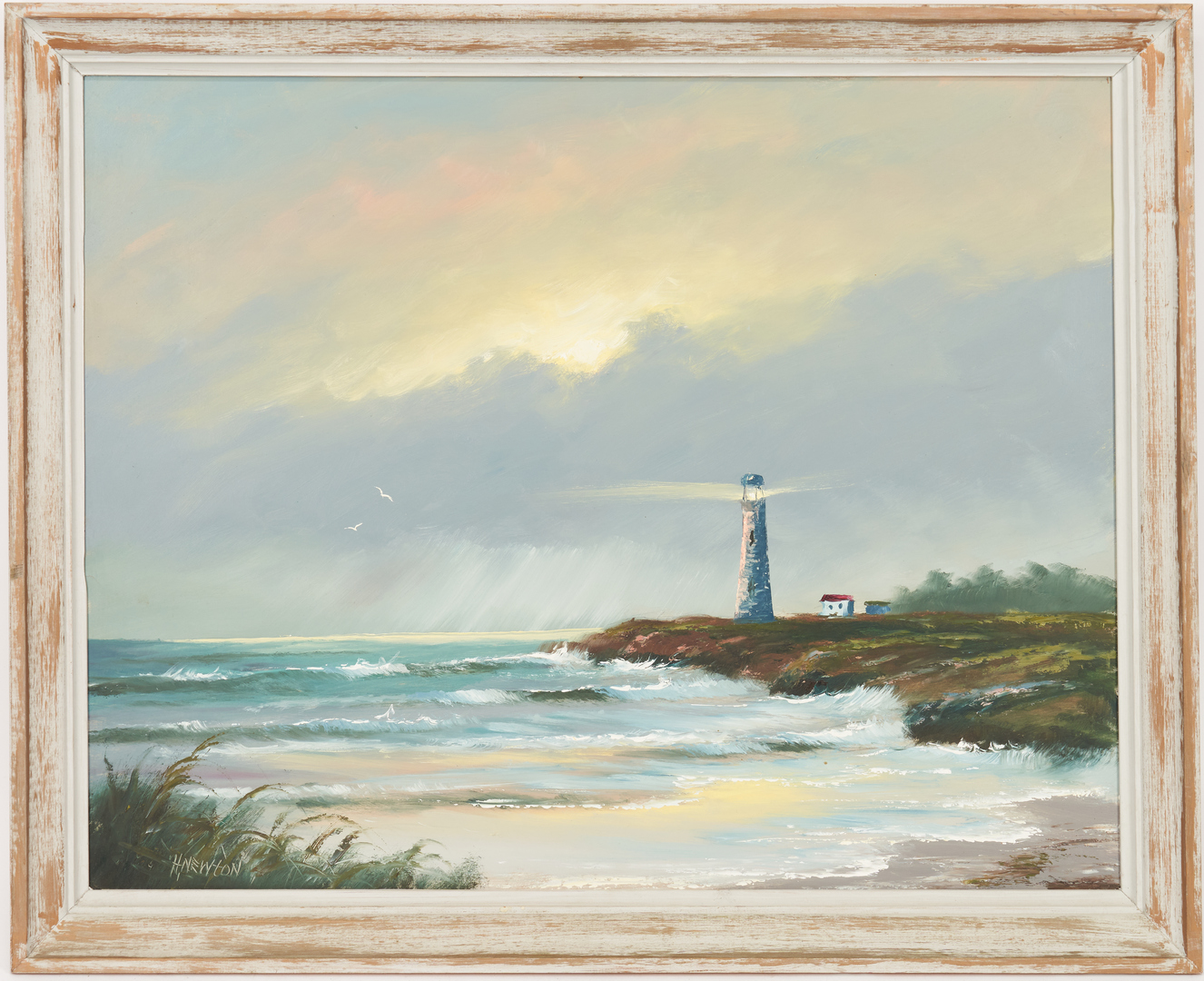 Lot 876: Harold Newton Highwayman Florida Lighthouse Painting