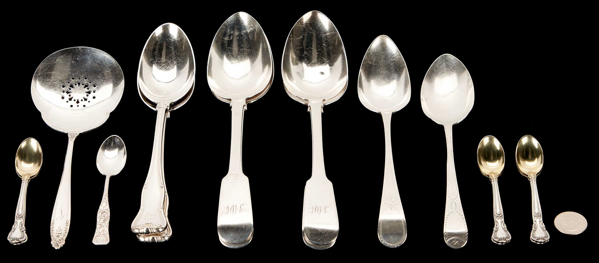 Lot 88: 16 pieces Asst. Sterling & Silver Plated Flatware, incl. George III